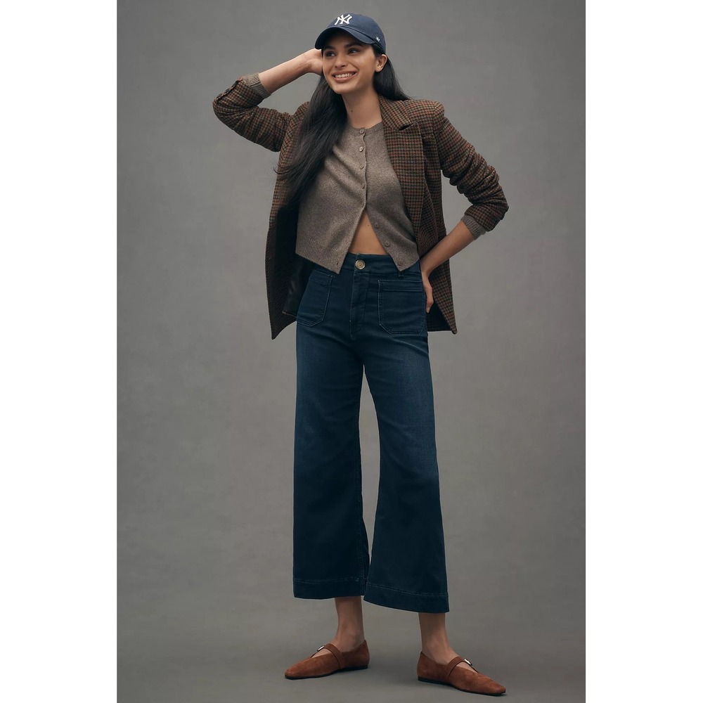 Maeve Colette Wide Leg Jeans Womens 28 Blue Indigo Excellent High Rise Cropped